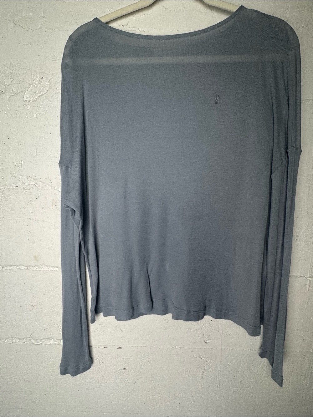All Saints Francesco Rita Tee 100% Modal Light Blue Purple thin long sleeve Top